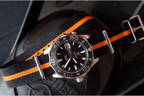 Black Orange G10 NATO strap (nylon)