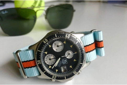 Gulf / Le Mans NATO watch strap (Blue Orange Black)