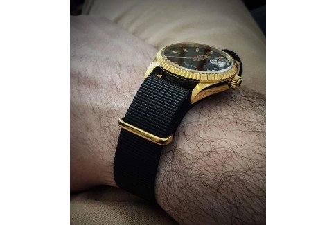 Black G10 NATO strap, gold buckle and loops