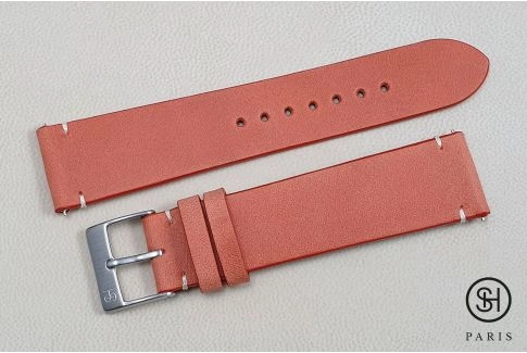 Bracelet montre cuir Vintage SELECT-HEURE Orange Tangerine avec pompes rapides (interchangeable)