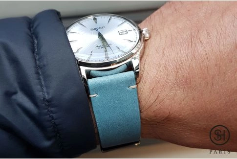 Pastel Blue Vintage SELECT-HEURE leather watch strap with quick release spring bars (interchangeable)