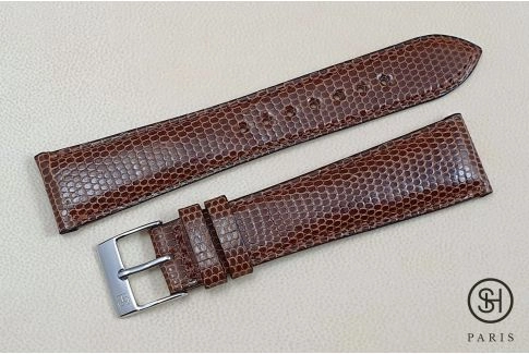 Bracelet montre cuir Lézard véritable SELECT-HEURE Châtaigne