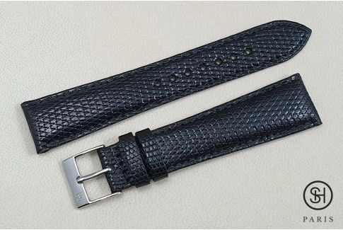 Black SELECT-HEURE genuine Lizard leather watch strap