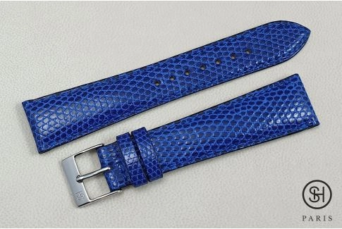 Bracelet montre cuir Lézard véritable SELECT-HEURE Bleu Roi